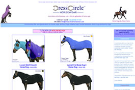 Our web designers created a web-page to present the horse rugs of Dress Circle Horsewear